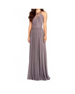 Cameron Blake Sleeveless Slim A-Line Gown - Purple
