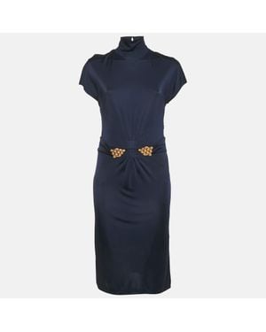 Roberto Cavalli Jersey Broach Detail Knee -Length Dress - Blue