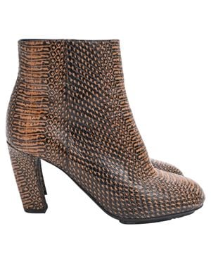 Dries Van Noten Animal-Print Ankle Boots - Brown