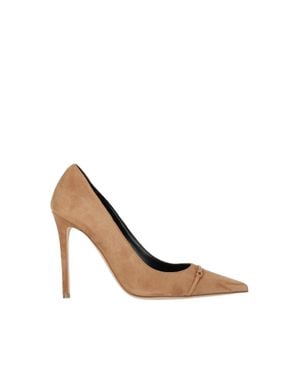 Elisabetta Franchi Warm Tan Pointed Toe Pumps - White