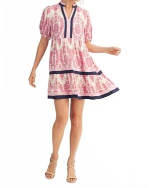 Jodifil Mix Baroque Print Tiered Dress - Pink