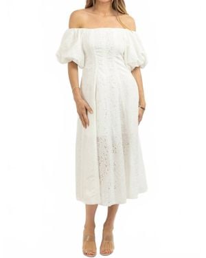 Olivaceous Wilson Eyelet Midi Dress - White