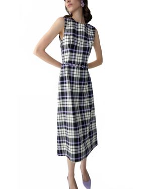 Carolina Herrera Plaid A-Line Midi Dress - White