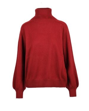 Ballantyne Cashmere Turtleneck Sweater With High Ribbed Collar And Relaxed Fit - Red