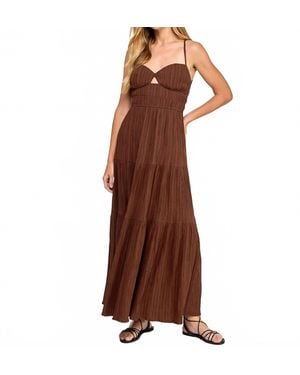 City Studios Juniors' Textured Keyhole Strappy Maxi Dress - Brown
