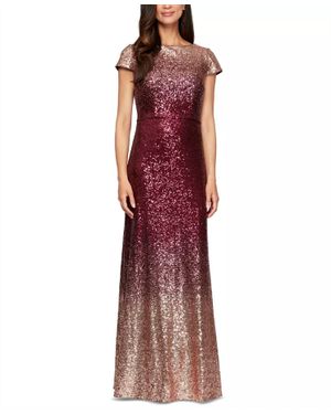 Alex Evenings Ombré Sequin Gown - Red