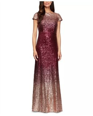 Alex Evenings Ombré Sequin Gown - Red