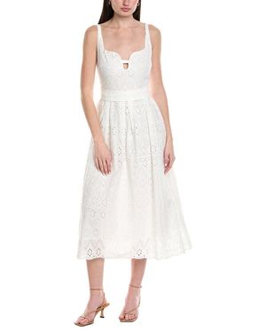 Seraphin Embroidered Midi Dress - White