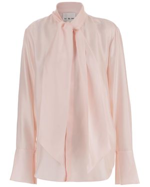 Sa Su Phi Bow Front Silk Blouse - Pink