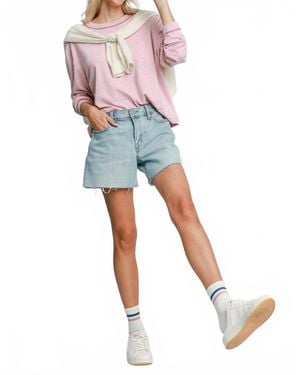 Umgee Modal Round Neck Basic Top - Blue