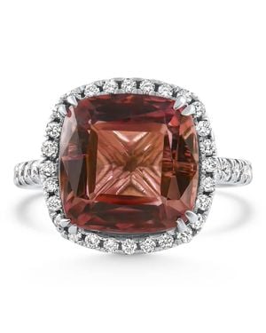 Pompeii3 6.84Ct Cushion Tourmaline Diamond Halo Ring 14K Lab Grown Size: 6 - Brown