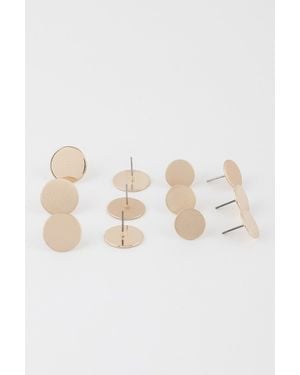 Fashnzfab Circle Stud Earrings Set - White