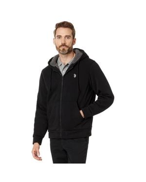 U.S. POLO ASSN. U. S. Polo Assn. Hoodie Full Zip Fleece Lined Long Sleeve Gbo3348 - Black