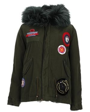 MR & MRS Cotton Parka With Embroidered Patches - Black