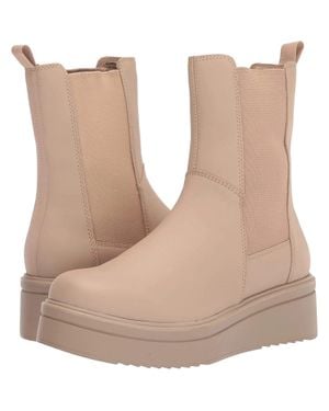 Steve Madden Clarisa Chelsea Boots Sand Leather Platform Jzz1114 - Natural