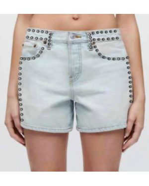 RE/DONE Studded Mid Rise Boy Short - Blue