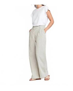 Self Contrast Caroline Wide Leg Pants - White