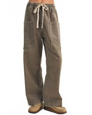 Mustard Seed Grove Wide Leg Utility Pants - Brown