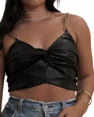 Endless Blu. Twisted Chain Cropped Top - Black
