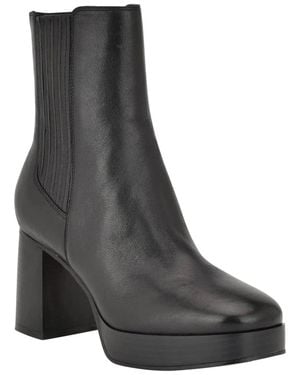 Nine West Eds Leather Square Toe Ankle Boots - Black