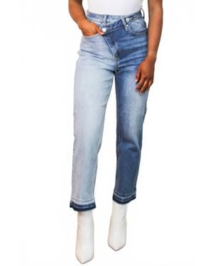 Risen Trend Spin Two Tone Cross-Over Straight Jeans - Blue