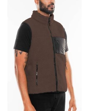 TRUEDAMES Padded Sherpa Fleece Vest - Brown