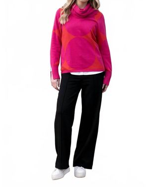 Marble Polka Dot Cowl Neck Sweater - Pink