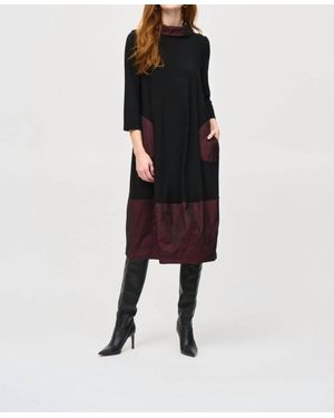 Joseph Ribkoff Cowl Neck 3/4 Sleeve Midi Dress - Black