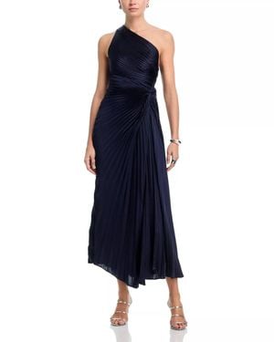 A.L.C. Lara Satin Pleated Midi Dress - Blue