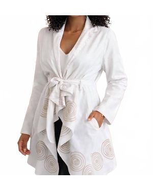Step in Style Artisan Spiral Belted Statement Jacket - White