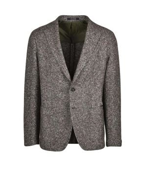Tagliatore Bouclé Virgin Wool-Silk Jacket - Gray