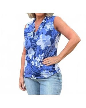 Ana Clare Calla Ruffle Top - Blue