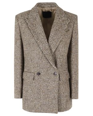 Dondup Houndstooth Double-Breasted Polyester-Blend Blazer - Brown