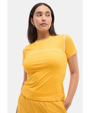 Halfdays Mollie T-Shirt Zinnia Stretch Crew Neck Pullover Dsgl390 - Yellow