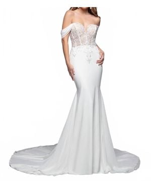 Da Vinci Bridal Off The Shoulder Wedding Gown - White