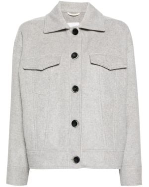 Eleventy Boxy Cropped Jacket With Classic Collar And Button Closure - Gray