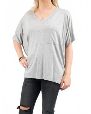Adrienne Soft Drape Pocket Tee - Gray
