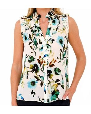 Go> By Go Silk Spring Soiree Blouse - Blue