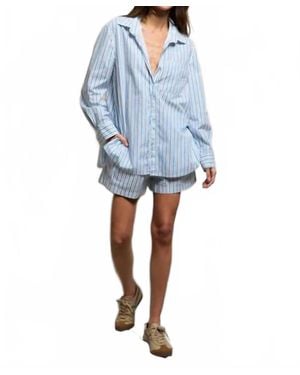 PERFECTWHITETEE Avalon Cotton Poplin Slim Fit Button Down Shirt - Blue