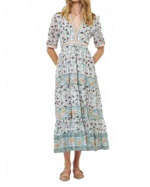 Oliphant V-Neck Cuffed Maxi Dress - Blue