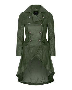 TruClothing Gothic Tail Coat Double Breasted Leather Jacket - Green
