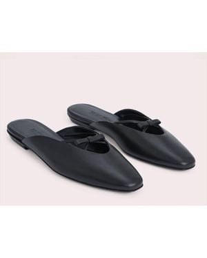 BY FAR Finn Leather Bow Ballerina Mules - Black