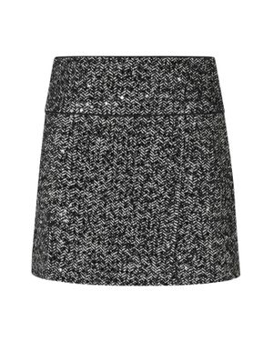 ERMANNO FIRENZE Sequined Front Slit Wool-Blend Mini Skirt - Gray
