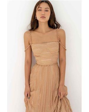 TRUEDAMES Double Shoulder Strap Simple Versatile Solid Color Dress Elegant Sexy Sleeveless Strap Pleated A Line Dress - Natural