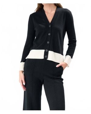 Cashmere Clouds Two-Tone Button Cashmere Cardigan - Blue