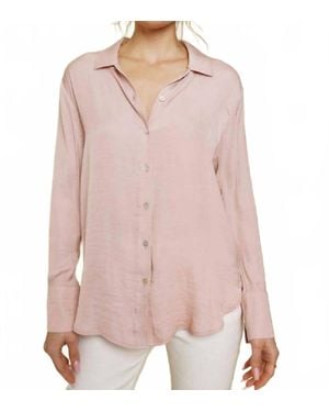 Mystree Lightweight Button Up Top - Pink