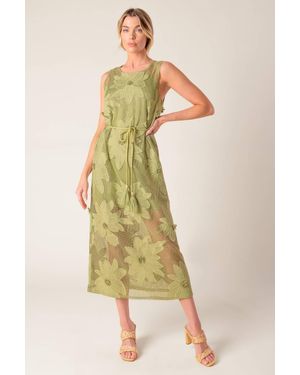 TRUEDAMES In My Free Time Woven Lace Midi Dress - Green