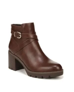 Naturalizer Madalynn Boots Block Heel Ankle Bootie Lion190 - Brown