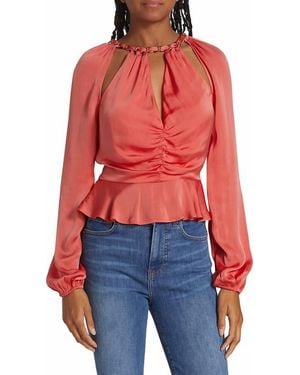 Veronica Beard Yulita Cut Out Silk Blend Top - Red