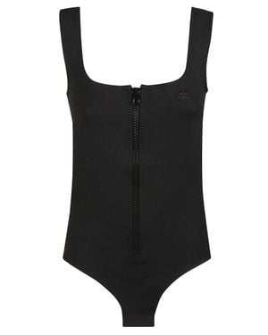 Courreges Cut-Out Stretch Square Neck Bodysuit - Black